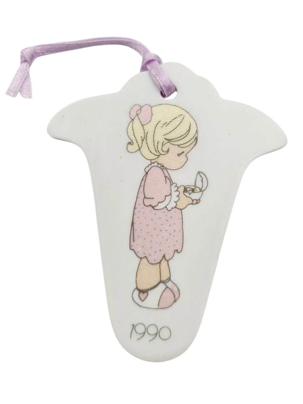 Enesco Precious Moments 1990 Easter Seals Lily Christmas Commemorative Ornament